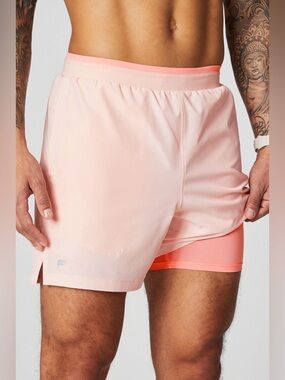 $70 Fabletics The Fundamental Short II Lined 5in in pink buttercream M